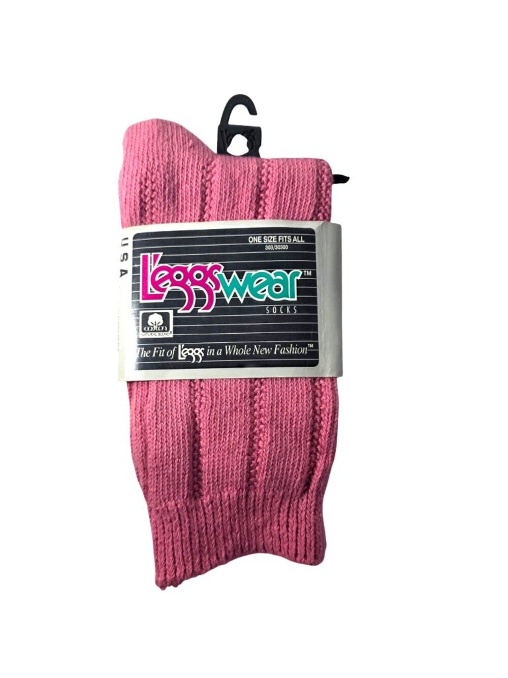Leggswear Womens Pattern Crew Socks Pink Cotton Blend One Size Casual Vtg Leggs